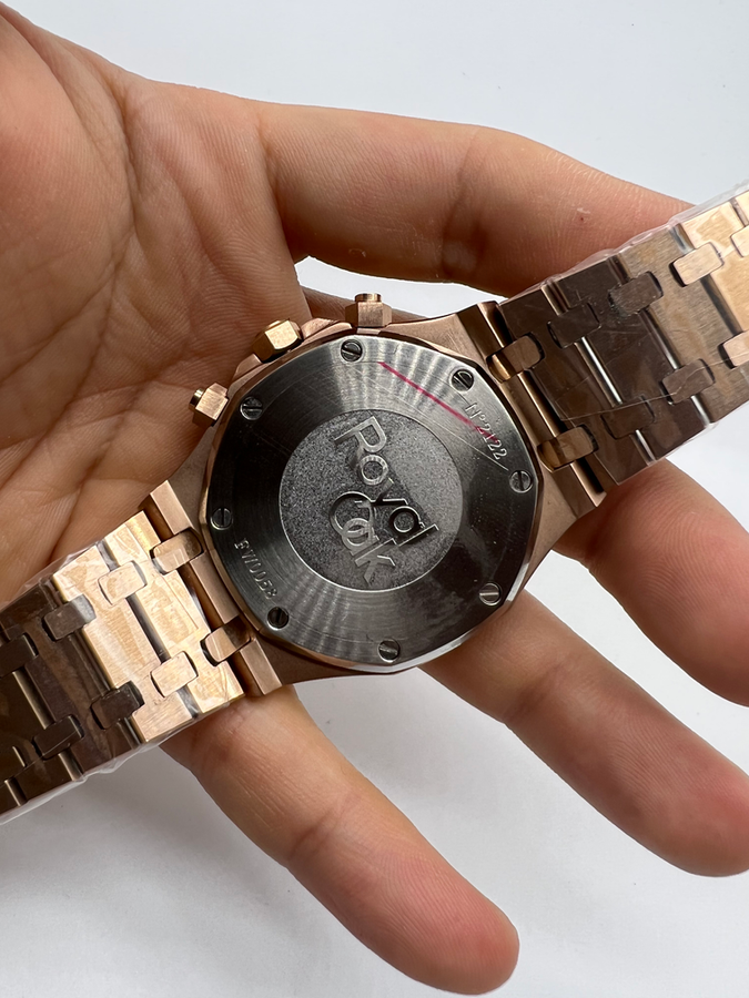 Audemars Piguet R.O. Dourado Mostrador Preto Bezel Rose Pulseira Rose — vista 4